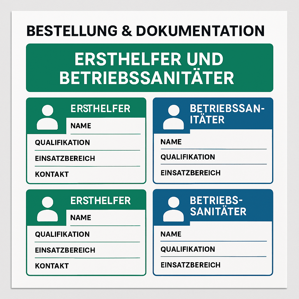 Betriebssanitäter müssen vom Arbeitgeber bestellt werden. Hierfür müssen sie zunächst die Ausbildung absolvieren und regelmäßig an Fortbildungen teilnehmen.