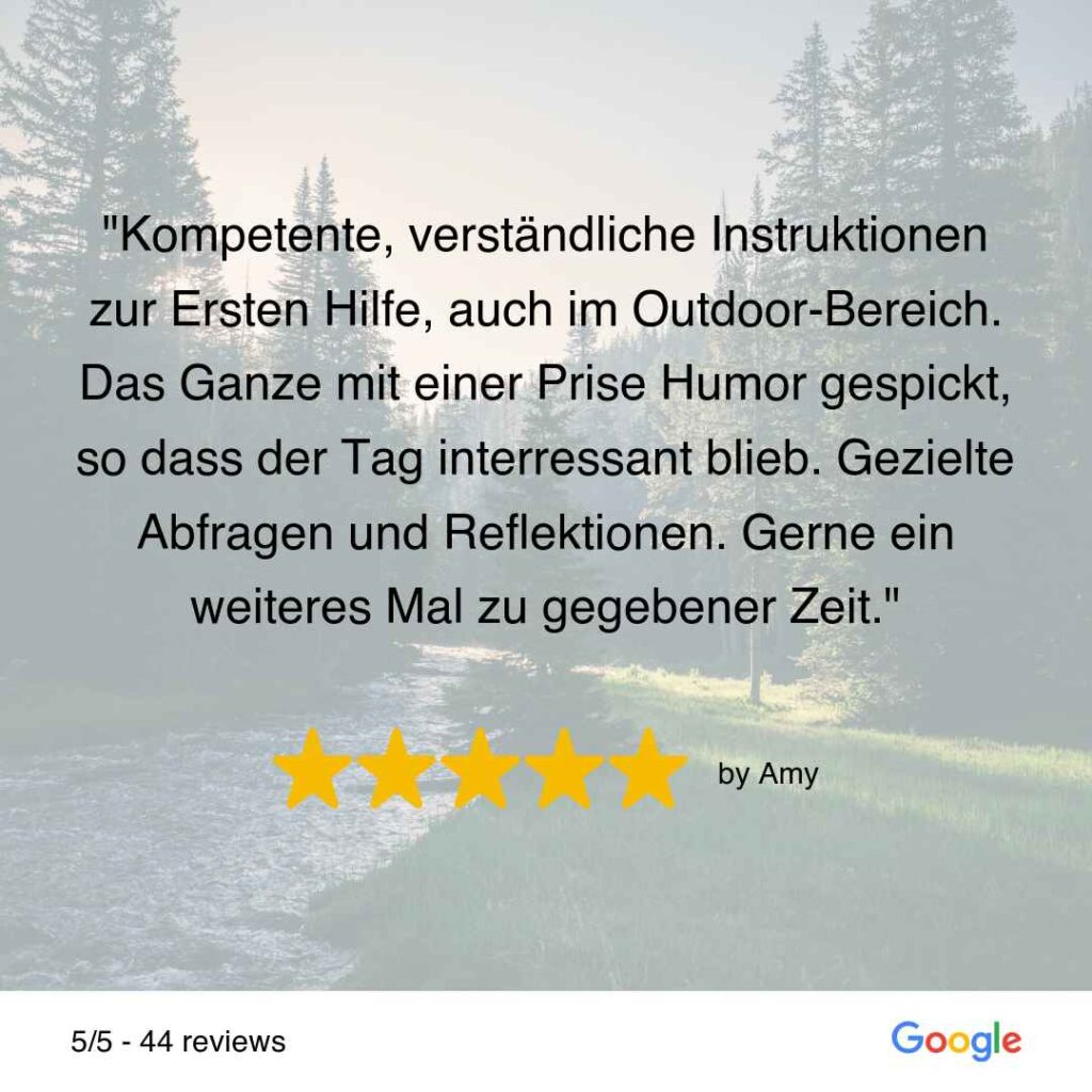 Feedback zum Erste-Hilfe-outdoor-Kurs der Gesundheitsakademie Karlsbad