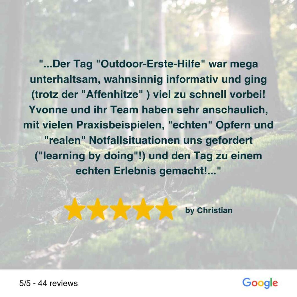 Erste Hilfe outdoor - Feedback zum Kurs der Gesundheitsakademie Karlsbad